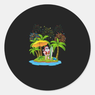 Adesivo Redondo Palmeira de Natal - Luzes tropicais de Natal