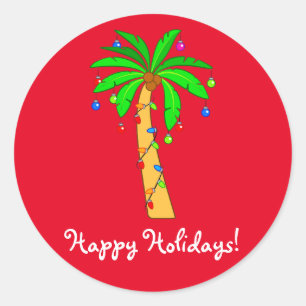 Adesivo Redondo Palmeira decorada para o Natal