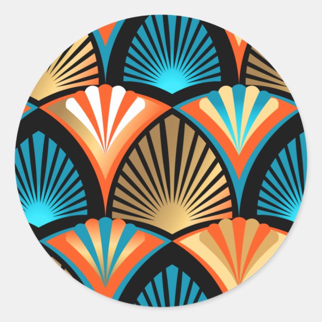 Adesivo Redondo Palmeira geométrica deixa padrão de ouro na Arte D (Frente)