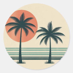 Adesivo Redondo Palmeiras tropicais retrô/vintage
