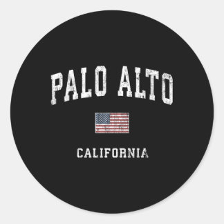 Adesivo Redondo Palo Alto California Ca American Flag Sports