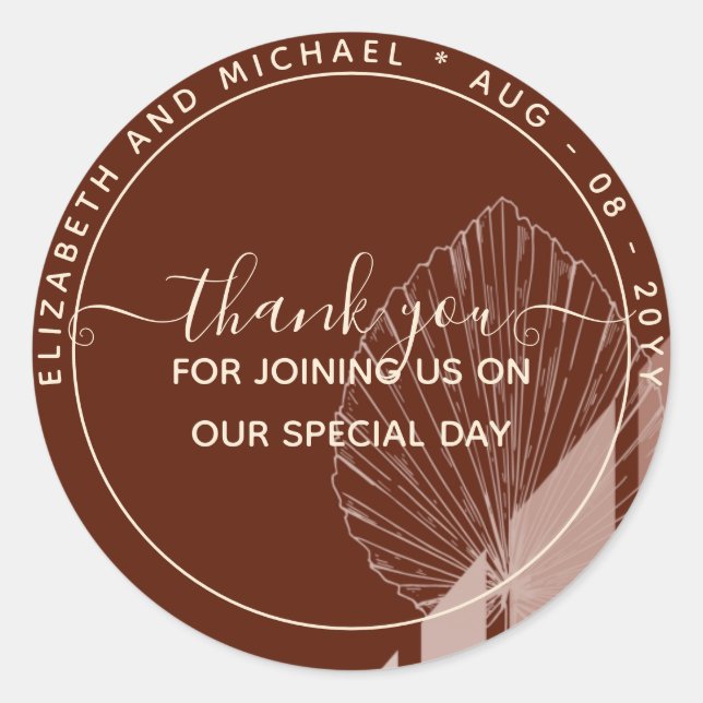 Adesivo Redondo Pampas Burgundy - Obrigado (Frente)