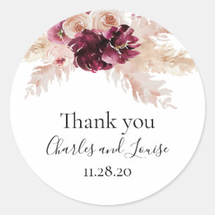 Adesivo Redondo Pampas, cor de água elegante, floral
