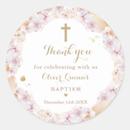 Adesivo Redondo Pampas Grass Bohemian Baptism Christening Favor