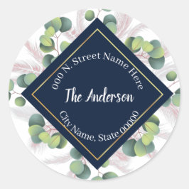 Adesivo Redondo Pampas Grass & Eucalyptus Return Address