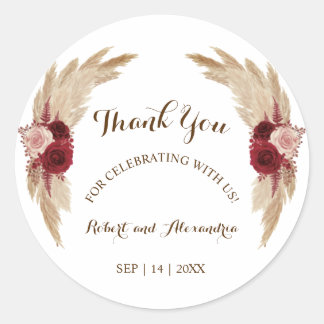 Adesivo Redondo Pampas Grass Obrigado por Vir Casar