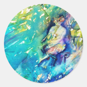 ADESIVO REDONDO PAN BRINCANDO FLUTA E CERVEJA EM TERRA VERDE