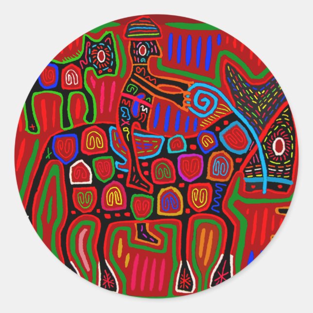 Adesivo Redondo Panamá Mola - Salve um Cavalo Passeando um Cowboy (Frente)