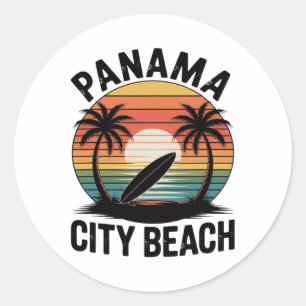 Adesivo Redondo Panamá Vintage Praia Flórida Surf Retro