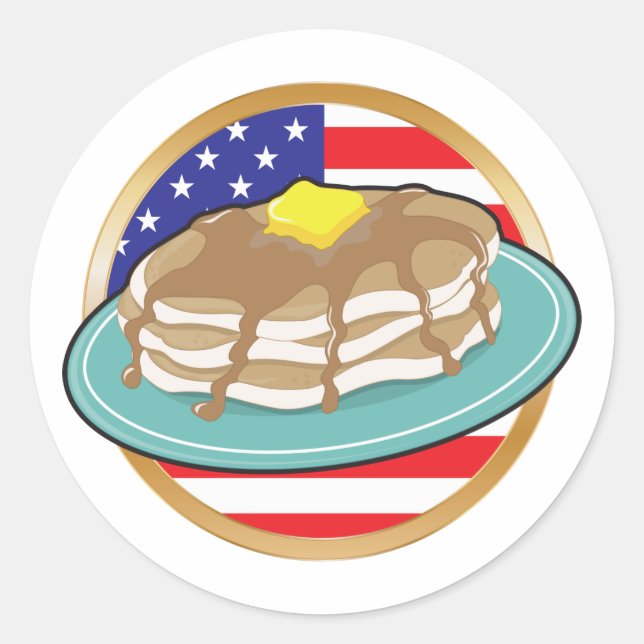 Adesivo Redondo Pancake American Flag (Frente)