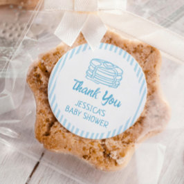 Adesivo Redondo Pancakes and Pajamas Breakfast Boy Baby Shower