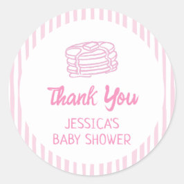 Adesivo Redondo Pancakes and Pajamas Breakfast Girl Baby Shower