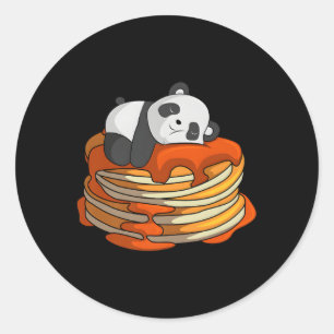Adesivo Redondo Pancakes Panda No Waffle Breakfast Flapjack Hotcak