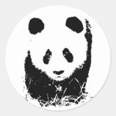 Placa Lisa Redonda 1x1 com desenho de rosto de urso panda branca - TECLINC
