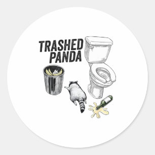 Adesivo Redondo Panda Arrasado, Guaxinim Bêbado Engraçado, Humor d
