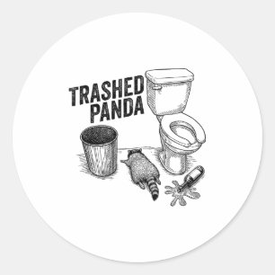 Adesivo Redondo Panda Arrombado, Guaxinim Bêbado Engraçado, Humor