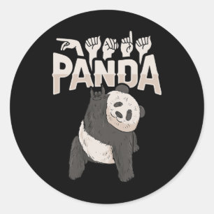 Adesivo Redondo Panda Asl Gesto de Mão Surda Audição Perda Consciê