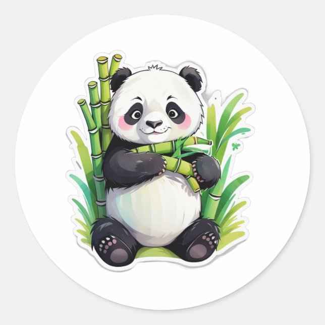 Adesivo Redondo Panda Bamboo Hug Sticker (Frente)