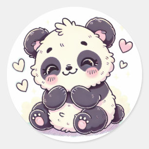 Adesivo Redondo Panda Bastante - Design Adorável de Animais