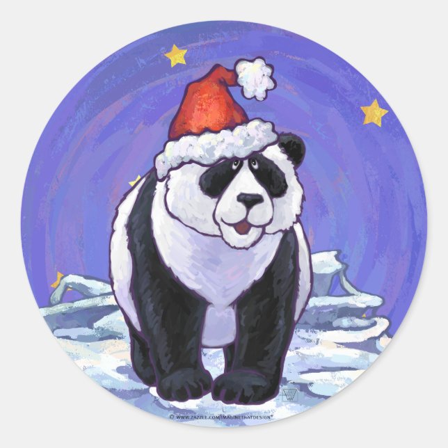 Adesivo Redondo Panda Bear Christmas (Frente)