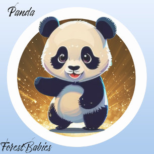 Adesivo Redondo Panda Bear 🐼 Cute Whimsic Animal Australiano