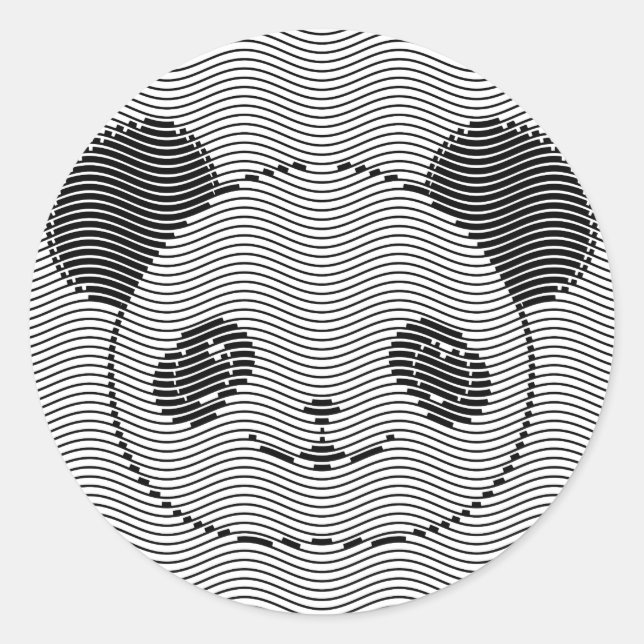Adesivo Redondo Panda Bear Face On Wave Patterno (Frente)