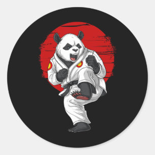 Adesivo Redondo Panda Bear Karate Kickboxing Kung Fu Taekwondo Mar