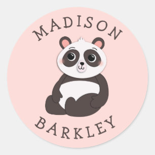Adesivo Redondo Panda Bear Kid Envelope Selo de Selo