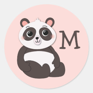 Adesivo Redondo Panda Bear Kid's Cute Name Envelope Seal Stickers