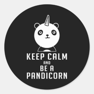 Adesivo Redondo Panda Bear Pandicorn Mantém Calma, Engraçada Ide