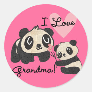 Adesivo Redondo Panda Bears I Love Grandma