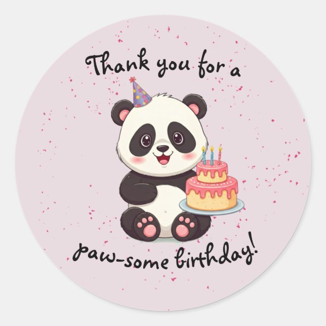 Adesivo Redondo Panda Birthday Sticker (Frente)
