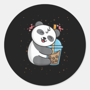 Adesivo Redondo Panda Boba Tea Bubble Tea Kawaii Anime Japonês