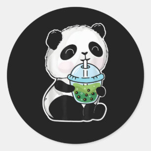 Adesivo Redondo Panda Boba Tea Panda E Bubble Tea