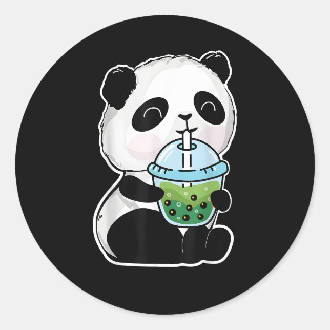 Adesivo Redondo Panda Boba Tea Panda E Bubble Tea (Frente)