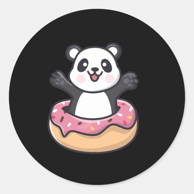 Adesivo Redondo Panda Bonita Saindo De Uma Rosquinha (Frente)