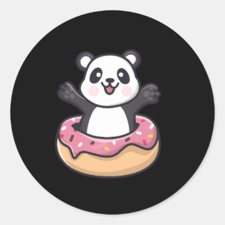 Adesivo Redondo Panda Bonita Saindo De Uma Rosquinha