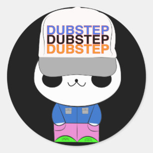 Adesivo Redondo Panda bonito do dubstep do kawaii