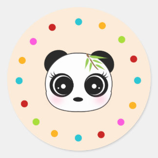 Adesivo Redondo Panda branca, círculo de bolinhas