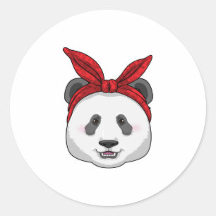 Adesivo Redondo Panda com Bandana