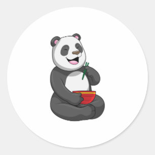 Adesivo Redondo Panda com Bowl Ramen