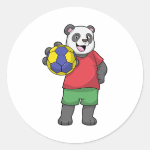 Adesivo Redondo Panda com Esportes de Andebol