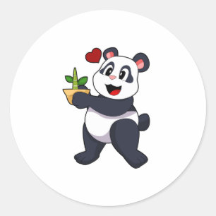 Adesivo Redondo Panda com Flor Bamboo