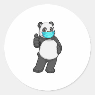 Adesivo Redondo Panda com máscara de rosto