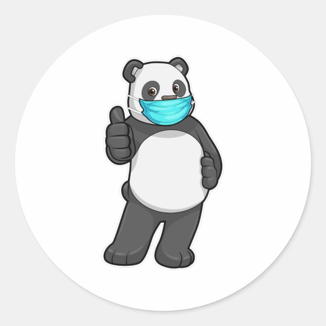 Adesivo Redondo Panda com máscara de rosto (Frente)