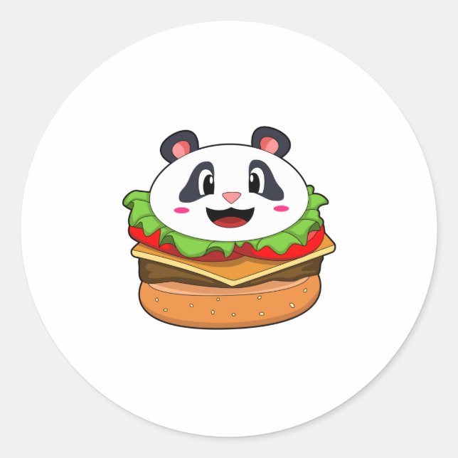 Adesivo Redondo Panda com o Burger (Frente)