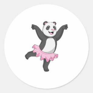 Adesivo Redondo Panda como Ballerina no Balé