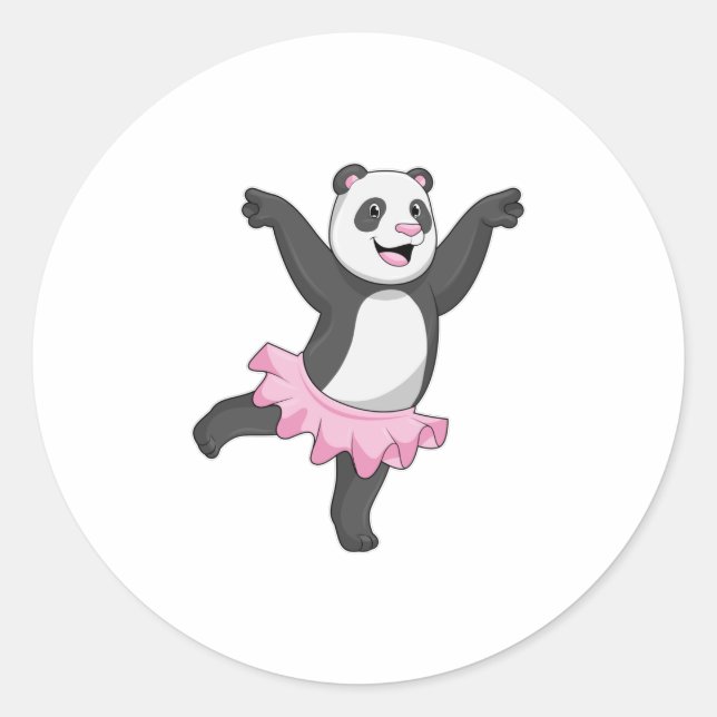 Adesivo Redondo Panda como Ballerina no Balé (Frente)