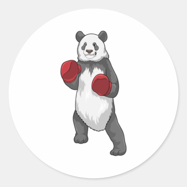 Adesivo Redondo Panda como Boxer com luvas "in a box" (Frente)