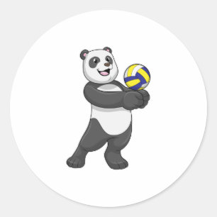 Adesivo Redondo Panda como jogador de voleibol